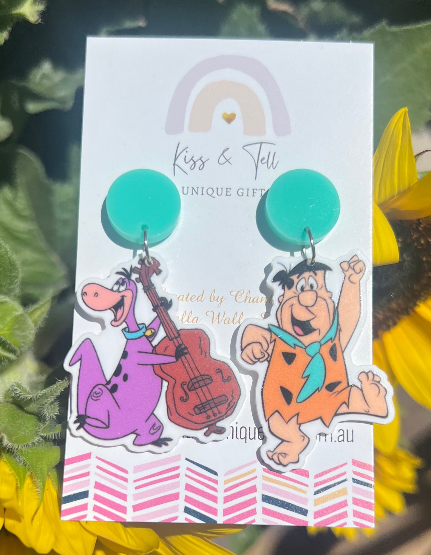 Fred & Dino Flintstone Dangle Earrings