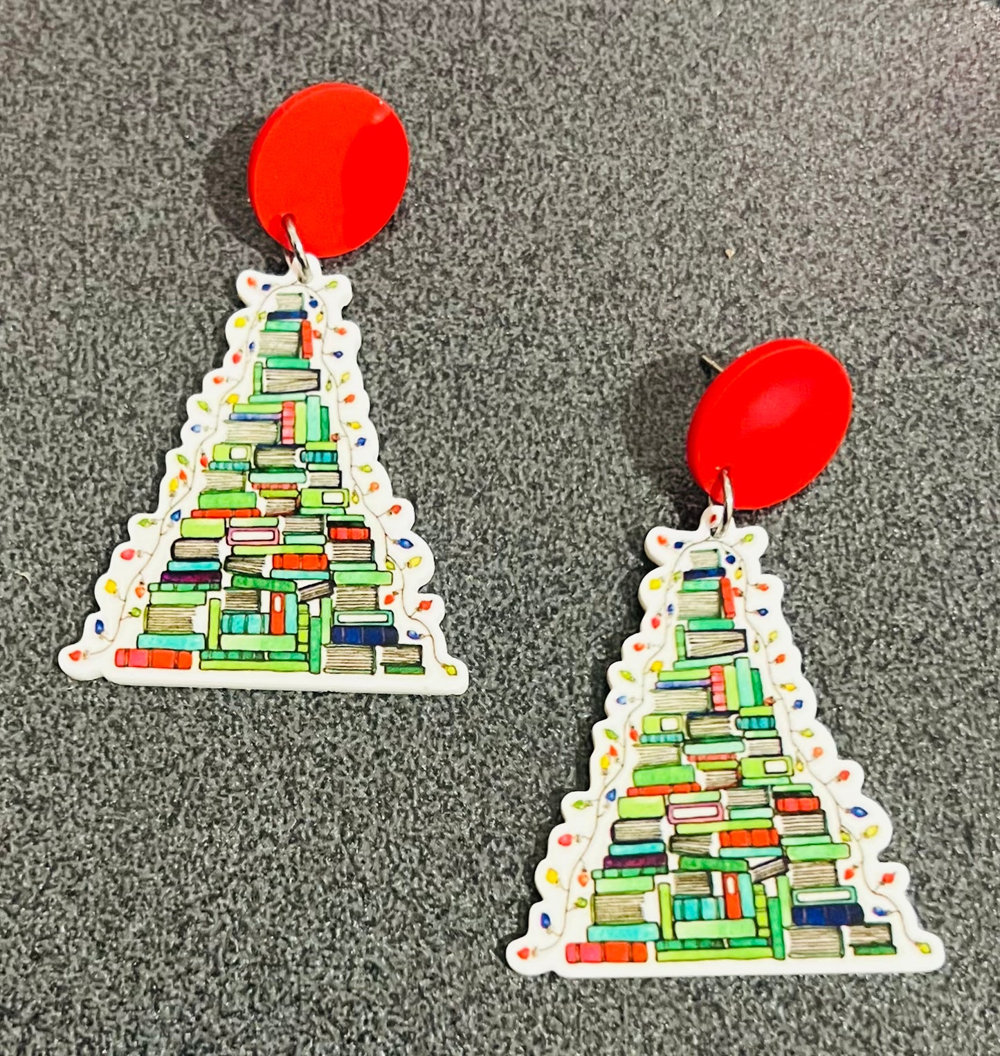 * SALE * Book Christmas Tree Earrings