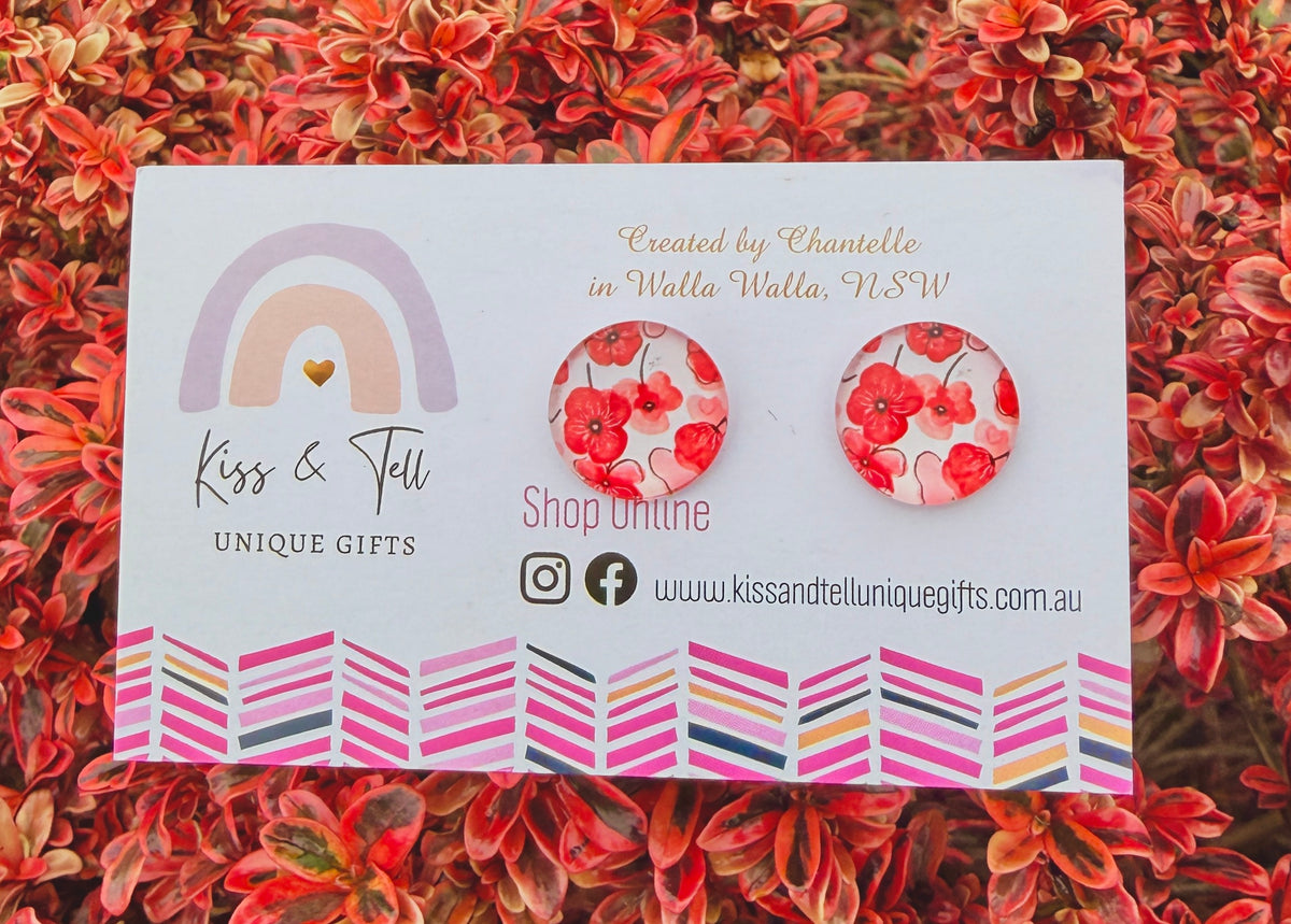 Poppy Flowers Glass Earrings