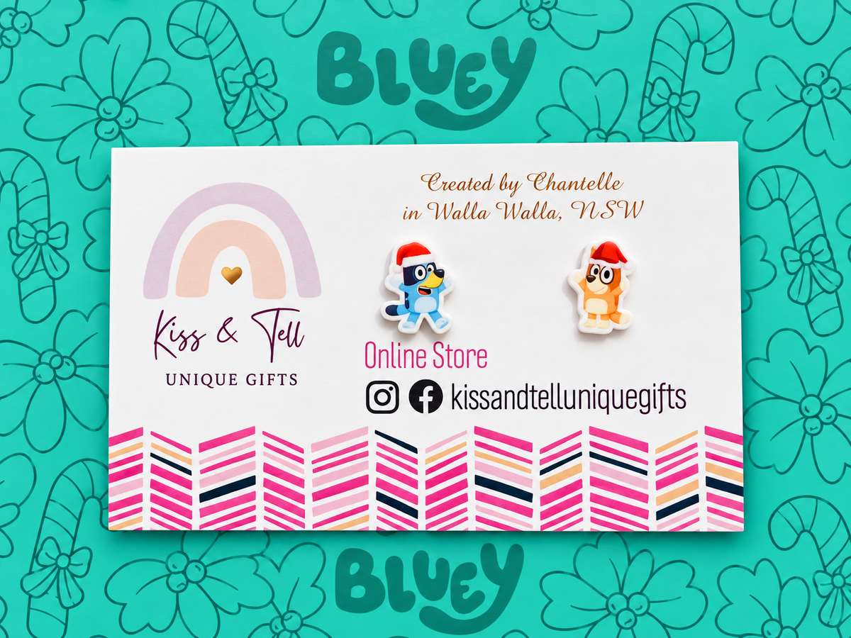 Christmas Bluey & Bingo (Small) Stud Earrings