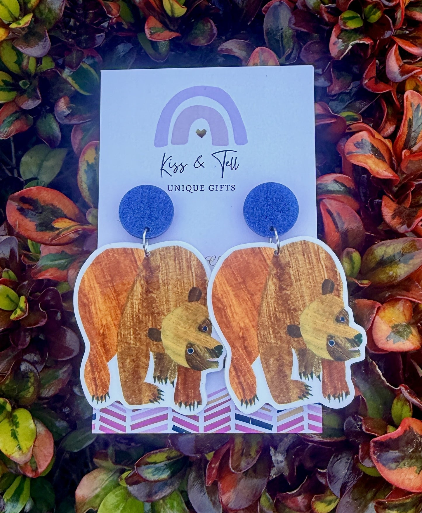 Brown Bear Book Dangle Earrings