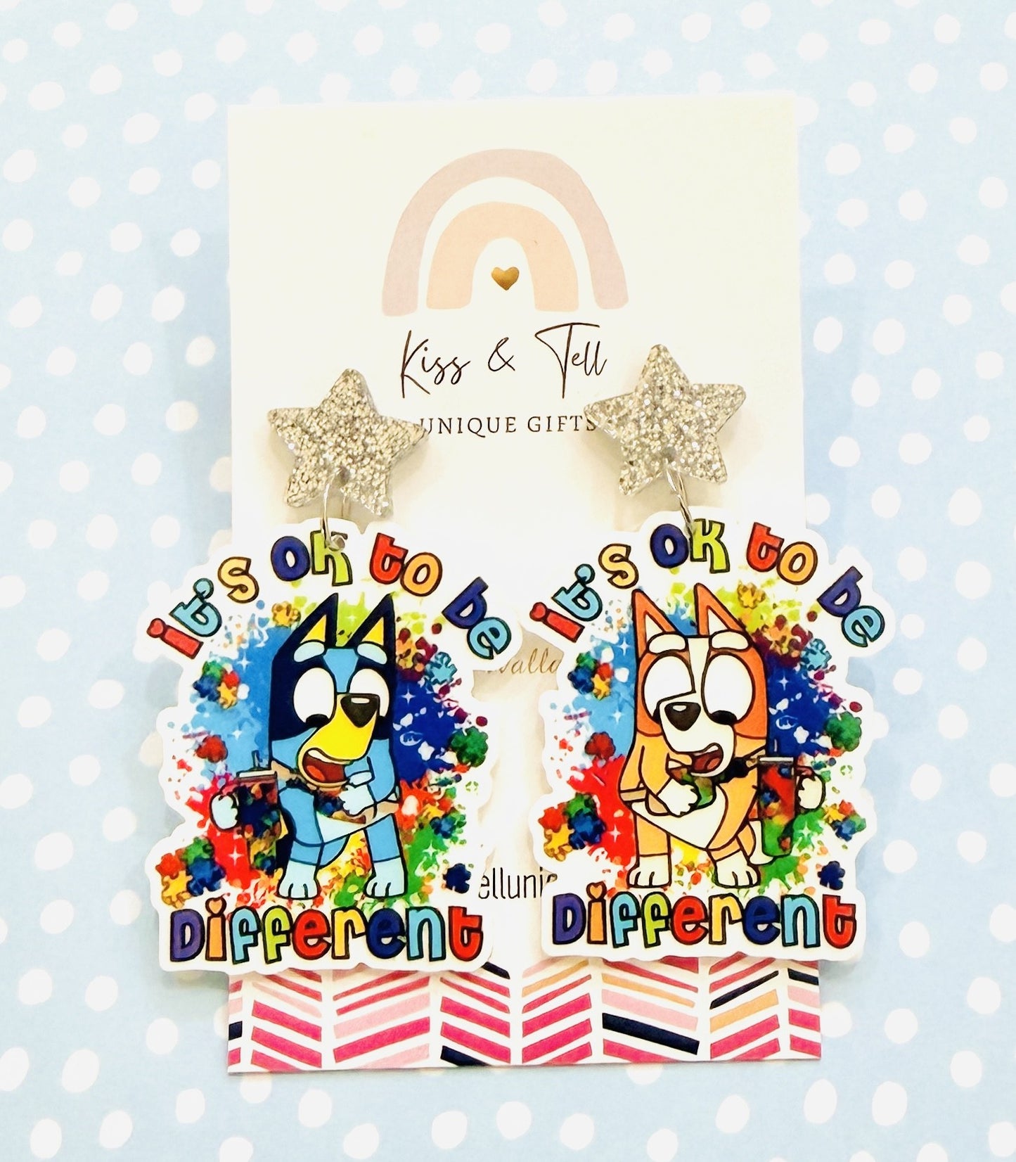 “It’s Ok To Be Different” Bluey Earrings