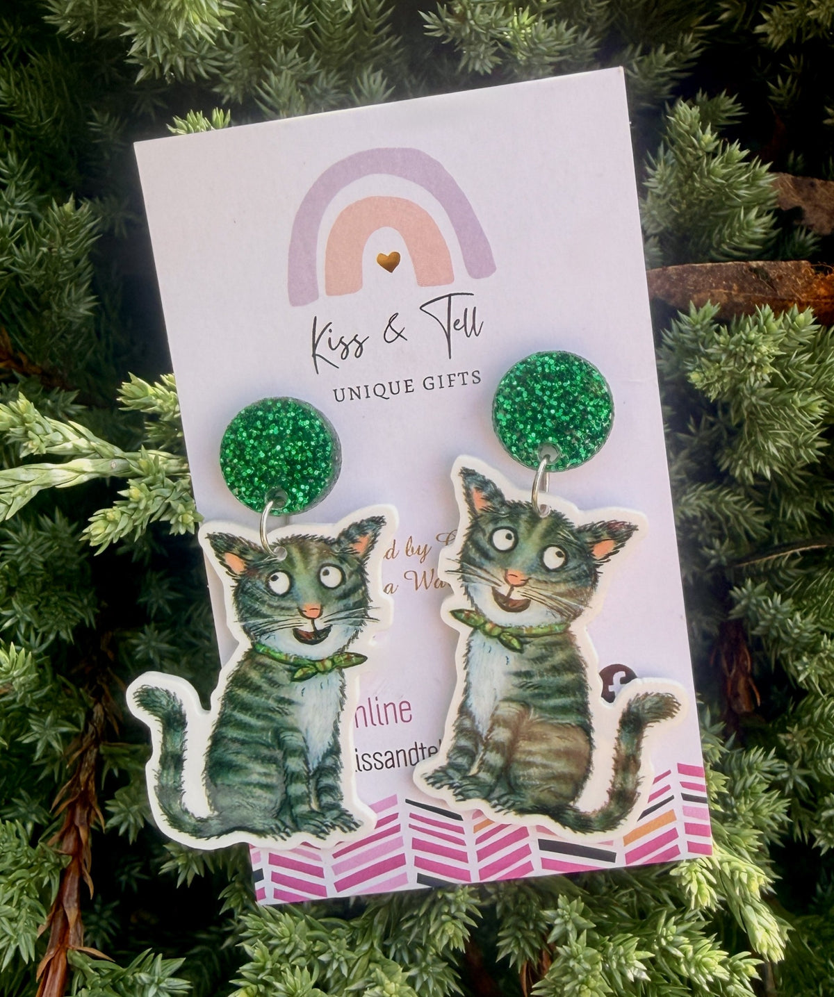 Tabby McTat Book Cat Dangle Earrings
