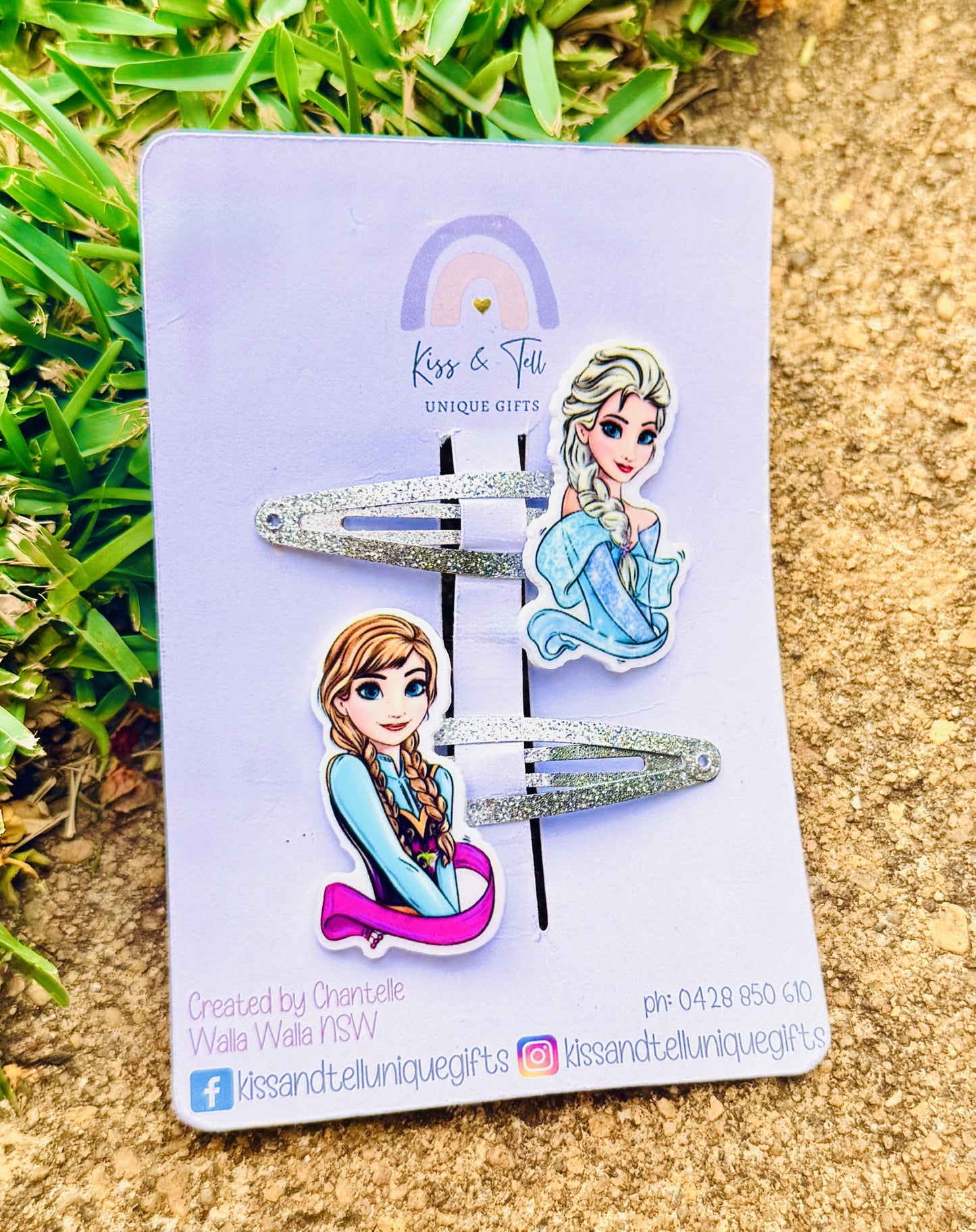 Elsa & Ana Glitter Hair Clip Set