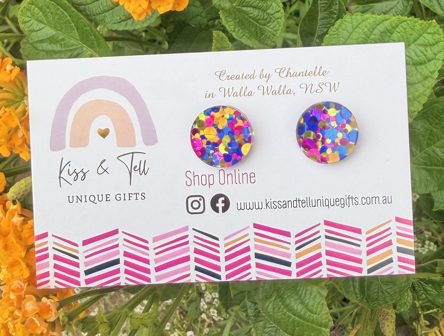 Fun Confetti Glitter Acrylic Stud Earrings