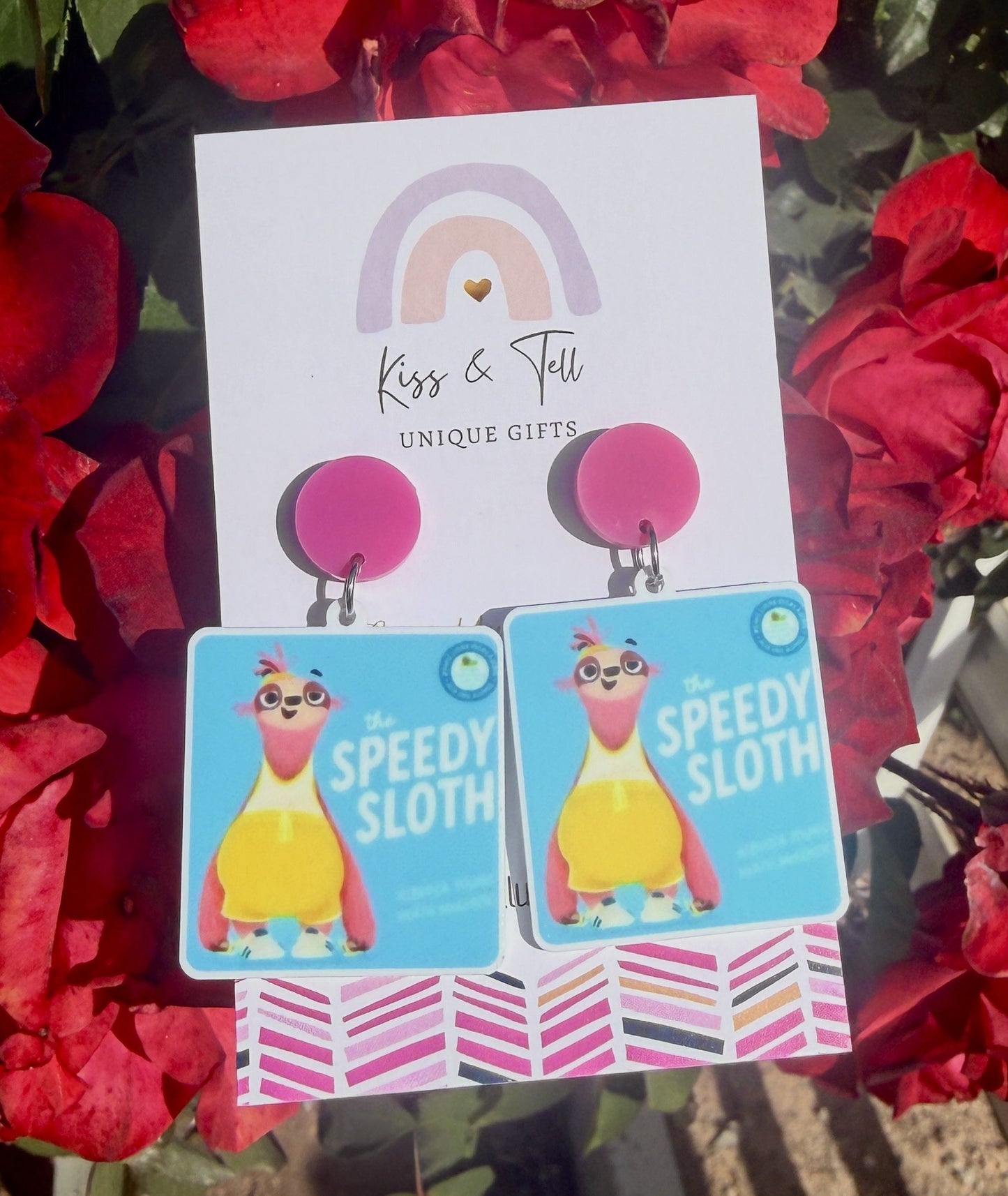 The Speedy Sloth Book Dangle Earrings
