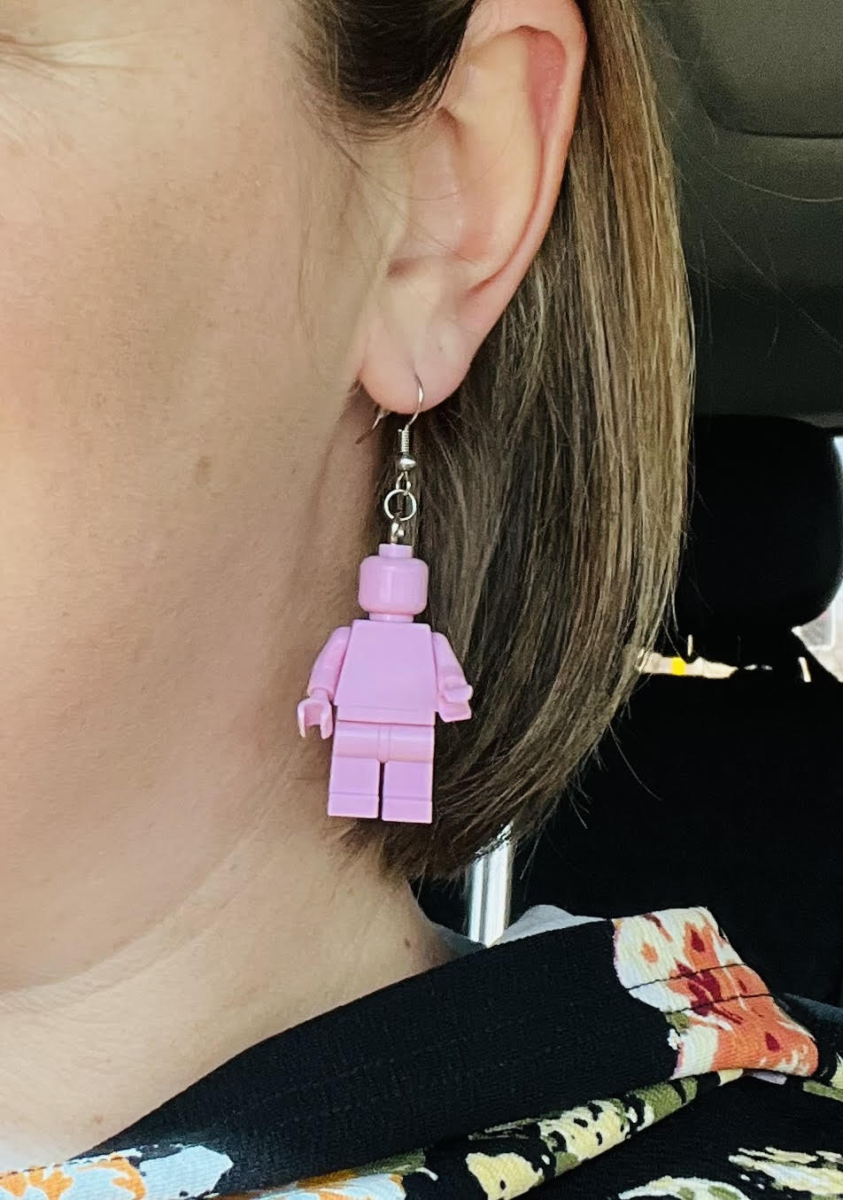 3D Lego Man Dangle Earrings