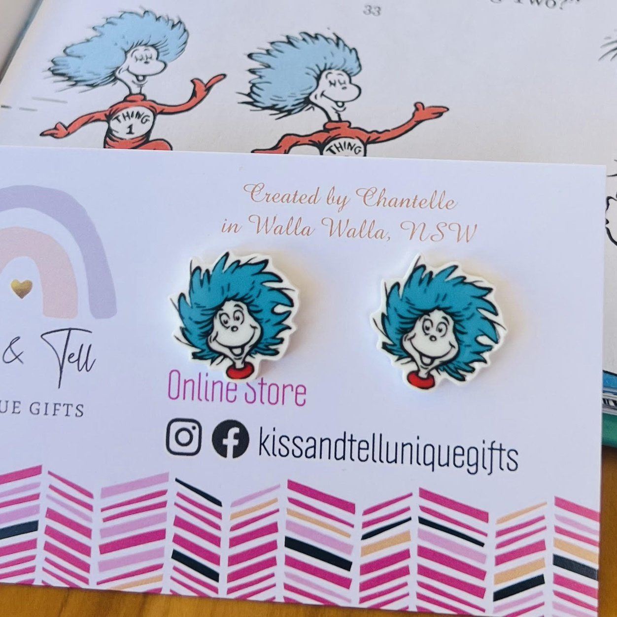 Thing 1 & Thing 2 Face Stud Earrings