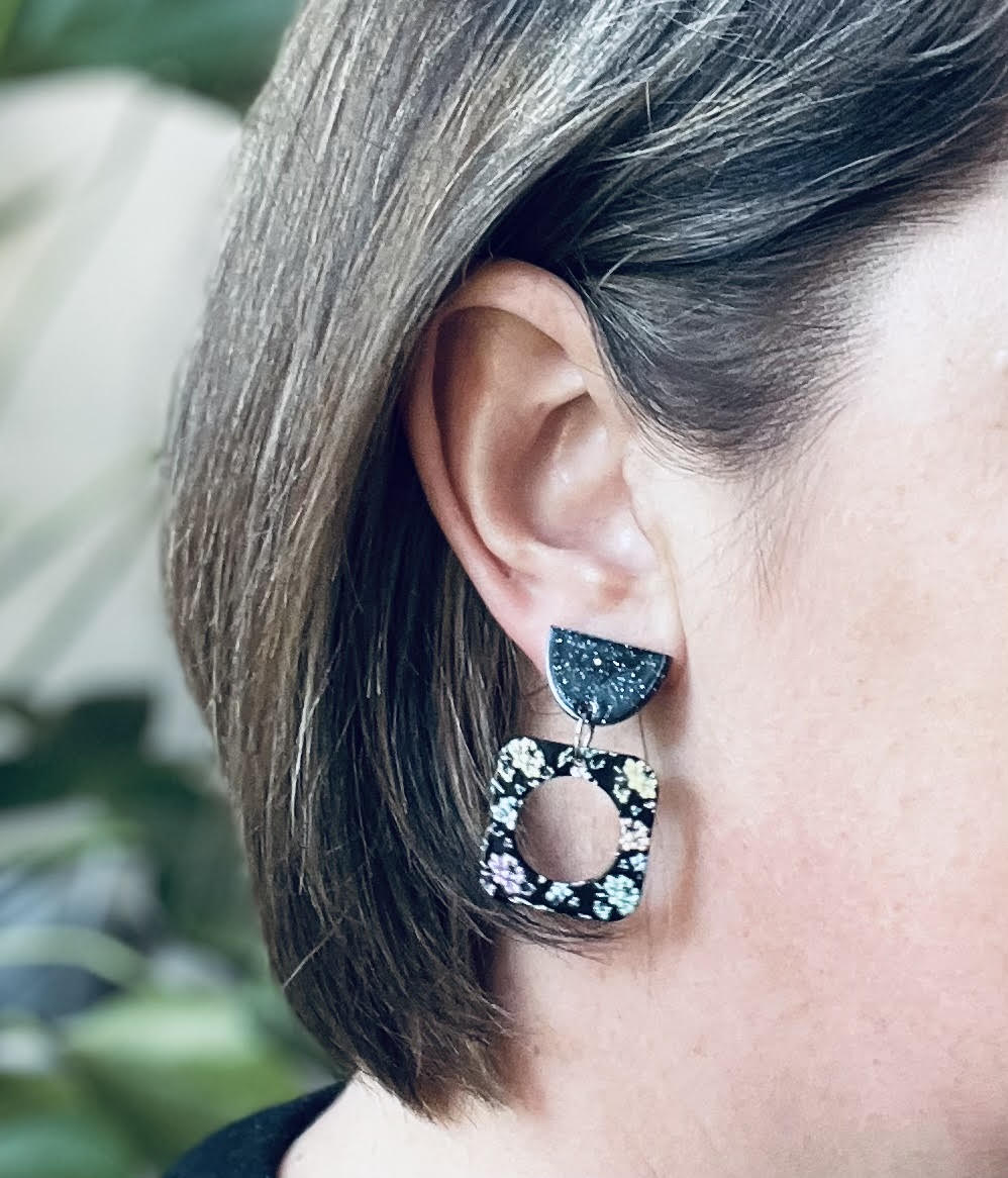 * SALE * Pastel Flowers Drop Earrings