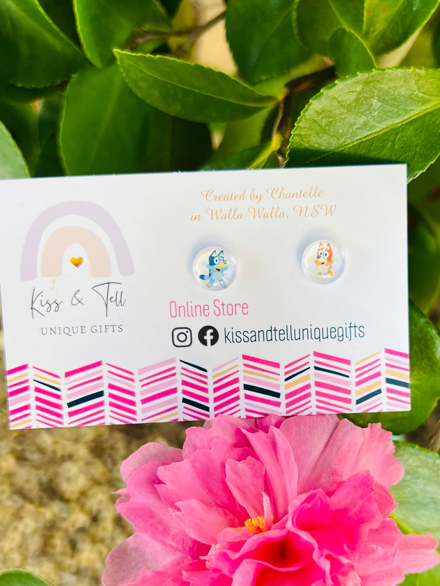 Bluey & Bingo Small Glass Stud Earrings