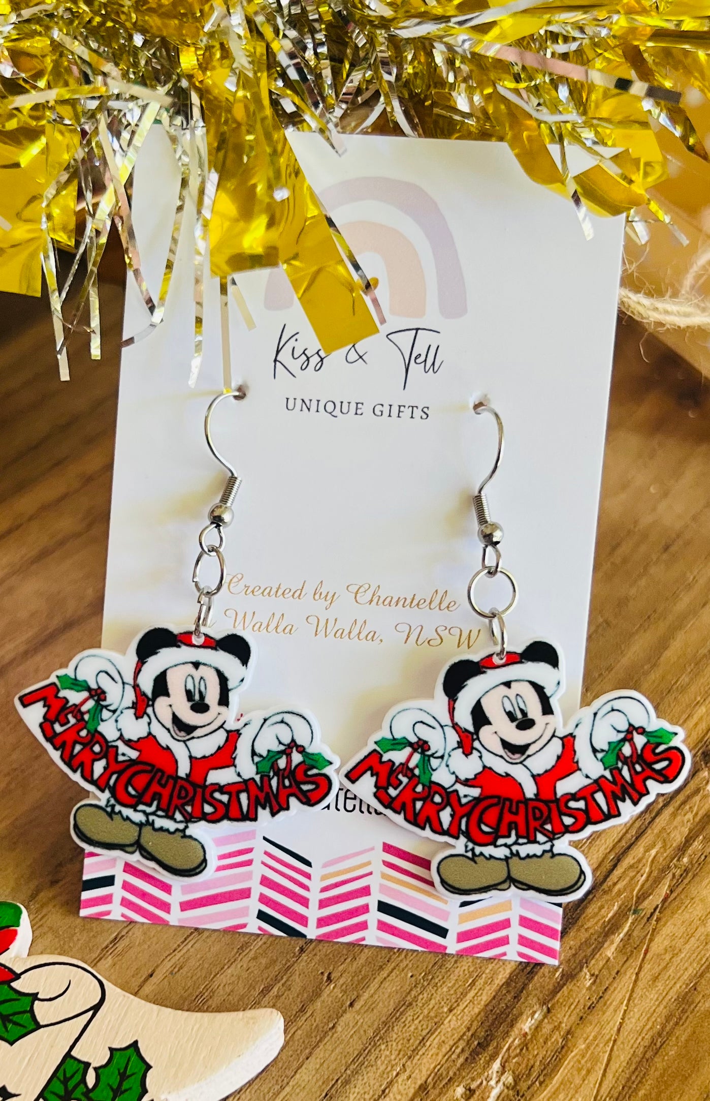 Christmas Mouse Dangle Earrings