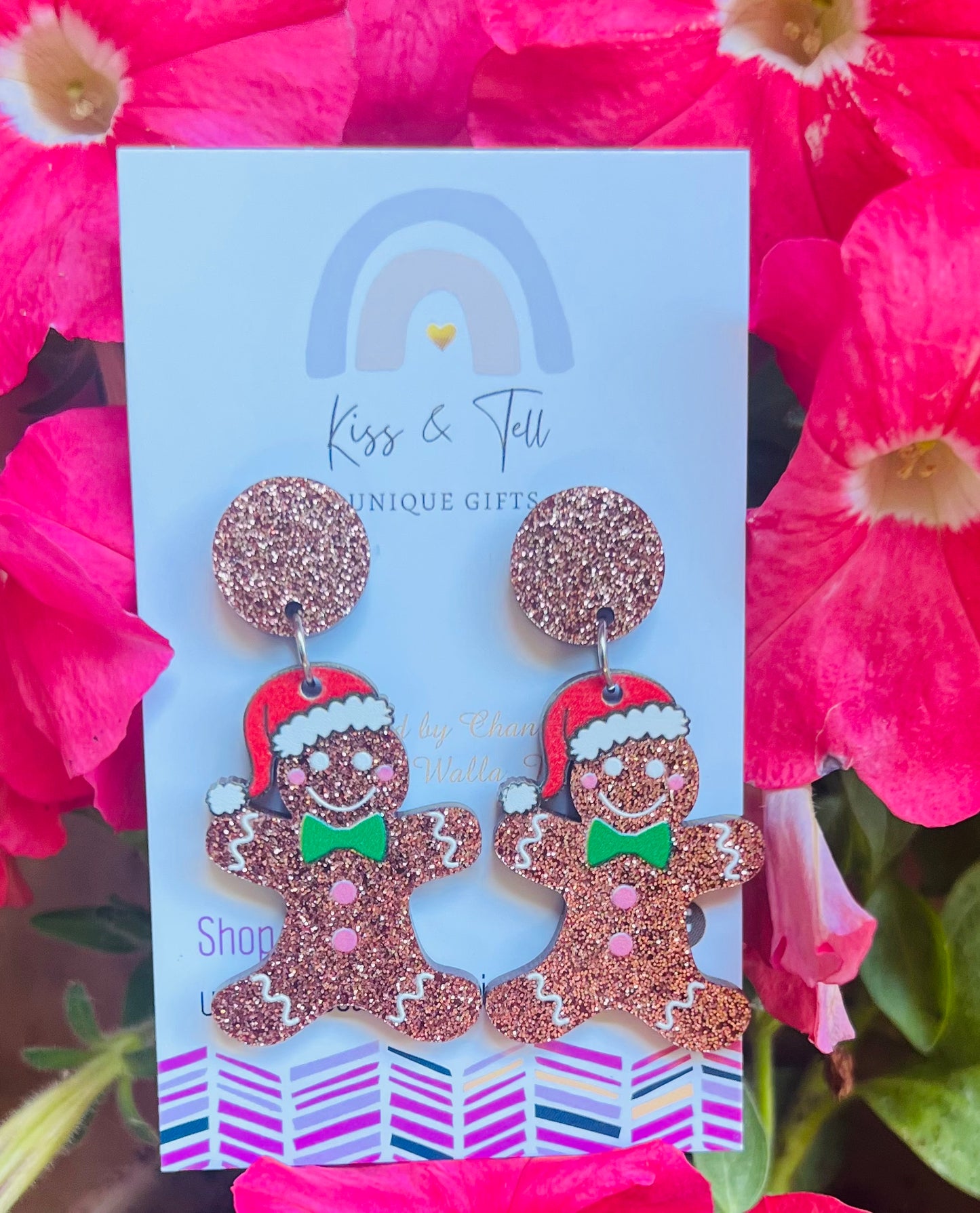 Acrylic Gingerbread Man Dangle Earrings