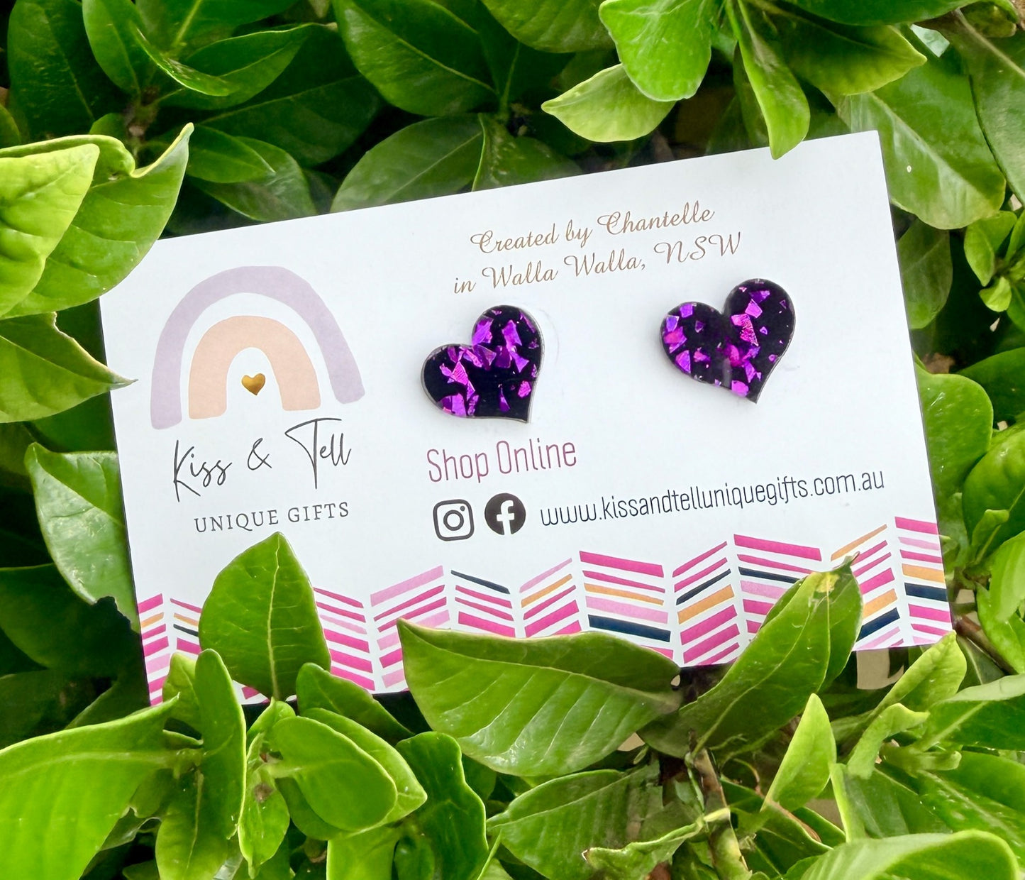 Glitter Acrylic Heart Stud Earrings