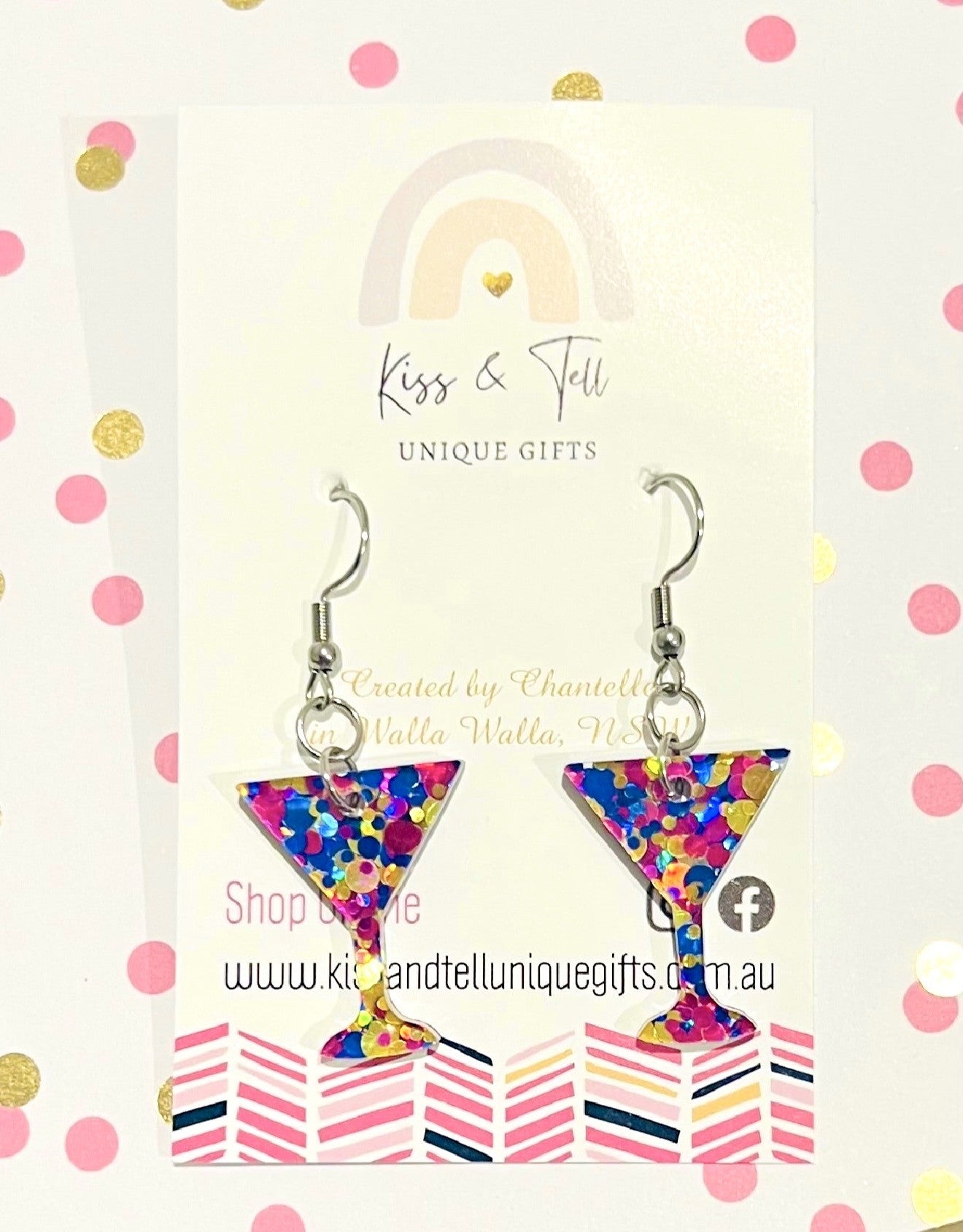 Confetti Glitter Martini Glass Earrings