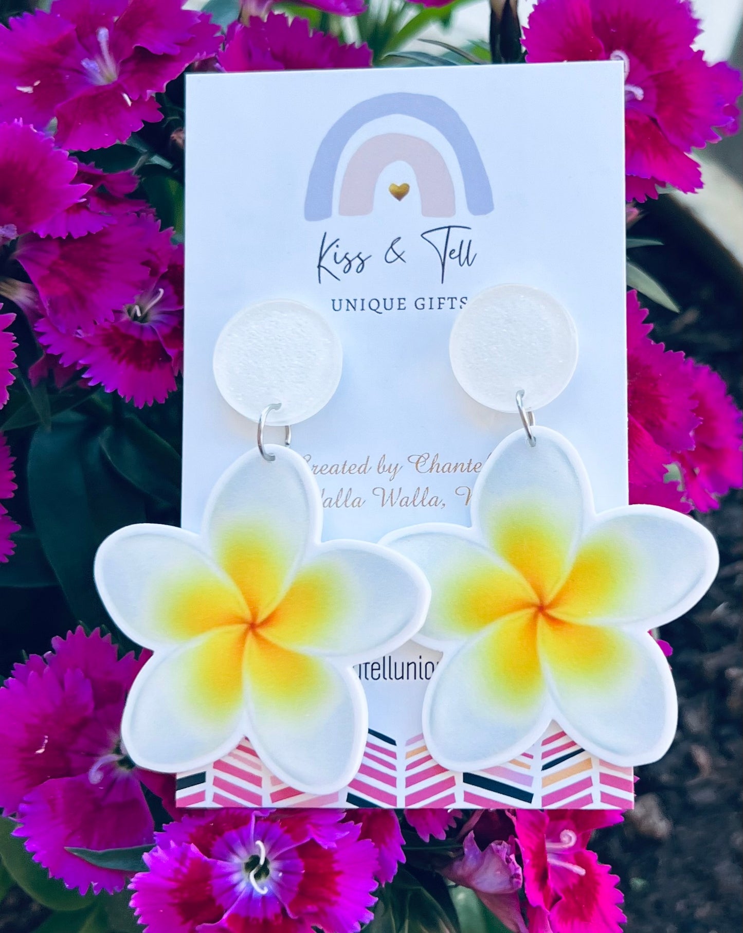 Frangipani Flower Dangle Earrings