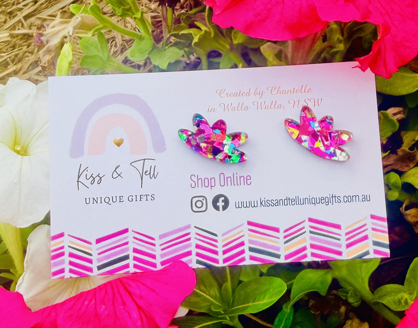 Rainbow Glitter Acrylic Stud Earrings