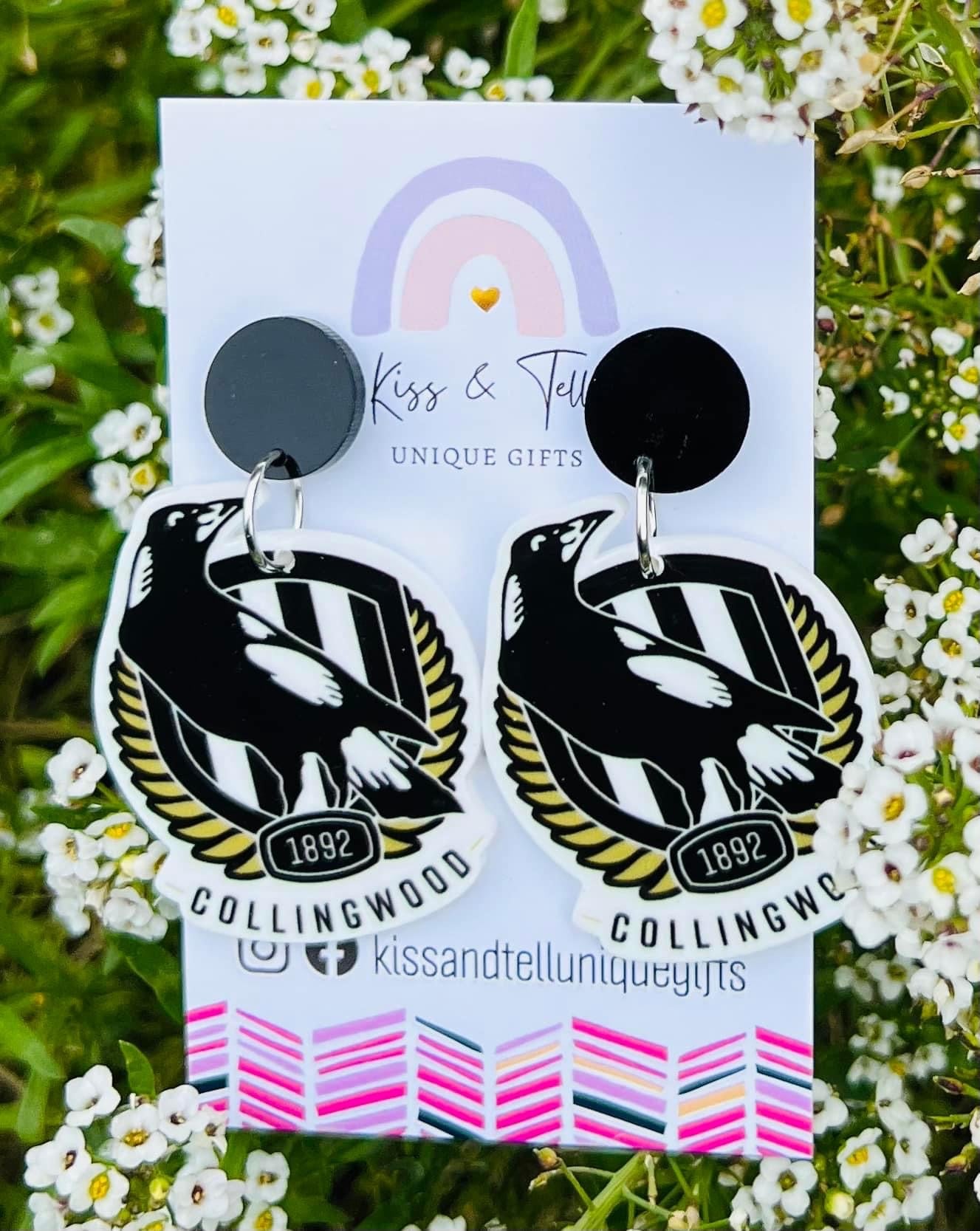 AFL Magpies Team Dangle Earrings