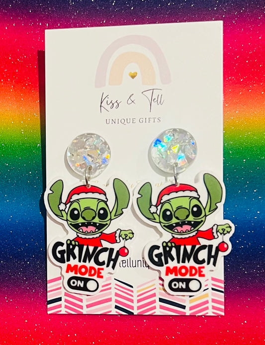 Stitch ‘Grinch Mode’ Dangle Earrings