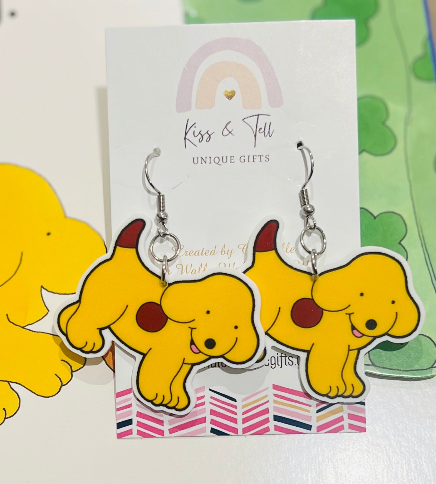 Larger Spot Dog Dangle Earrings