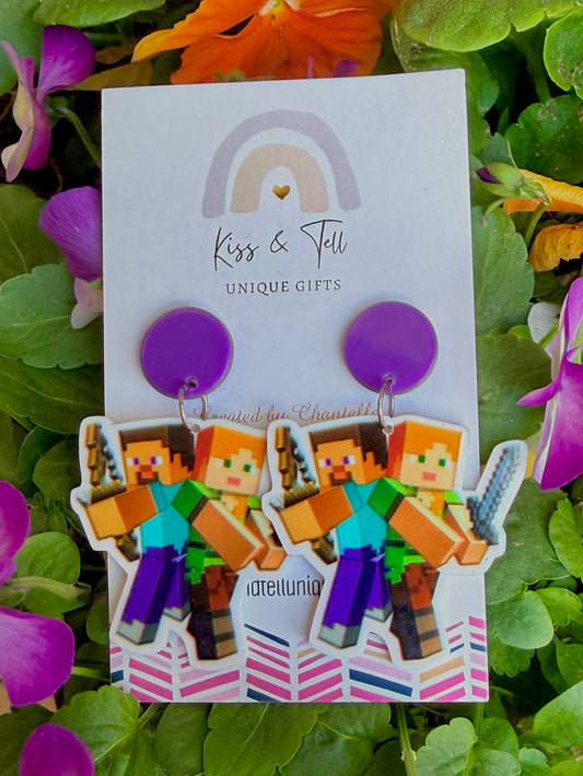 Minecraft Characters Dangle Earrings