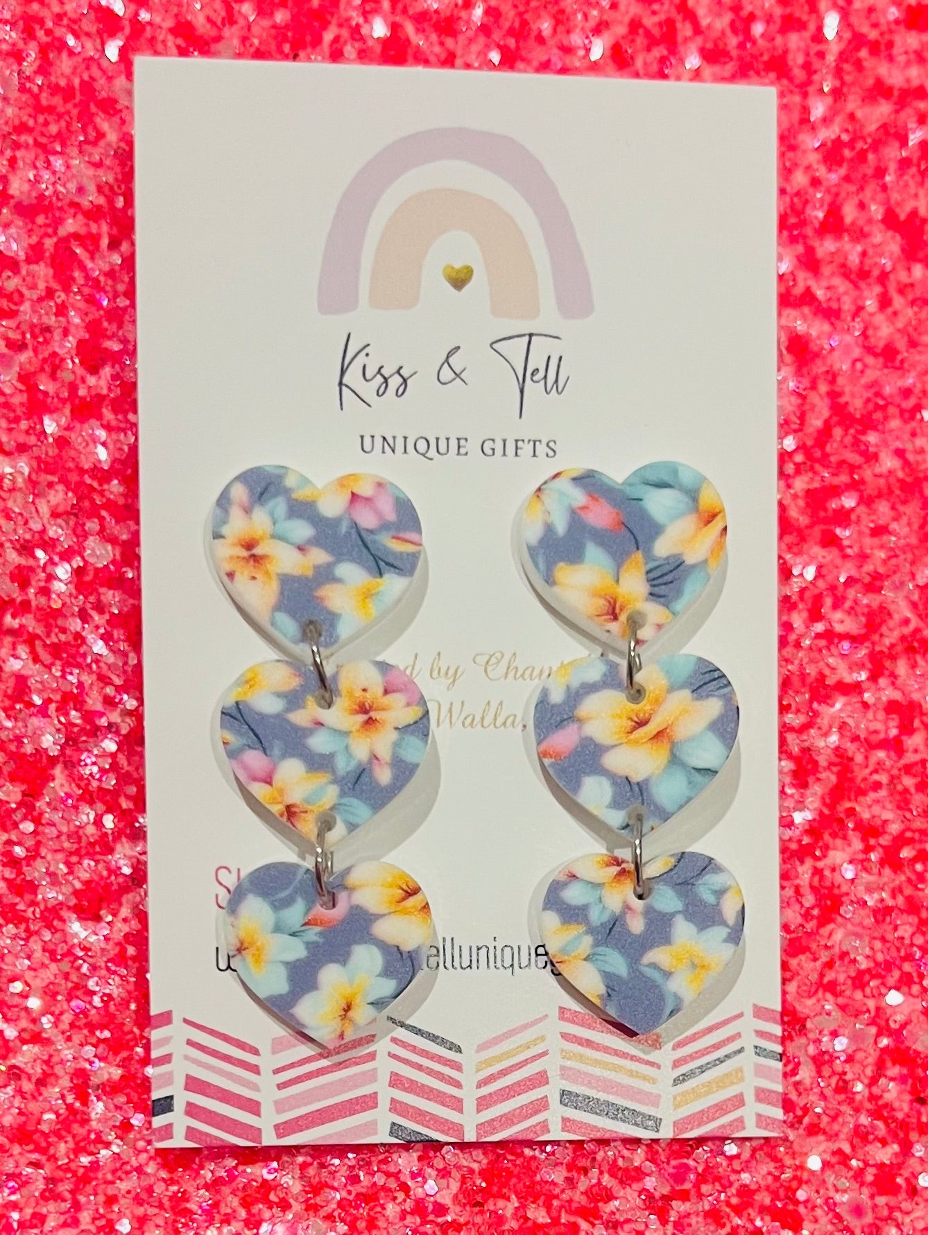 Acrylic Floral Heart-Drop Earrings