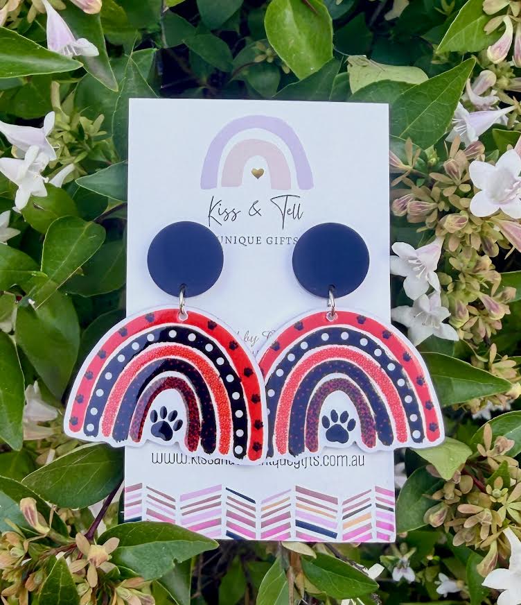 Rainbow Paw Print Dangle Earrings