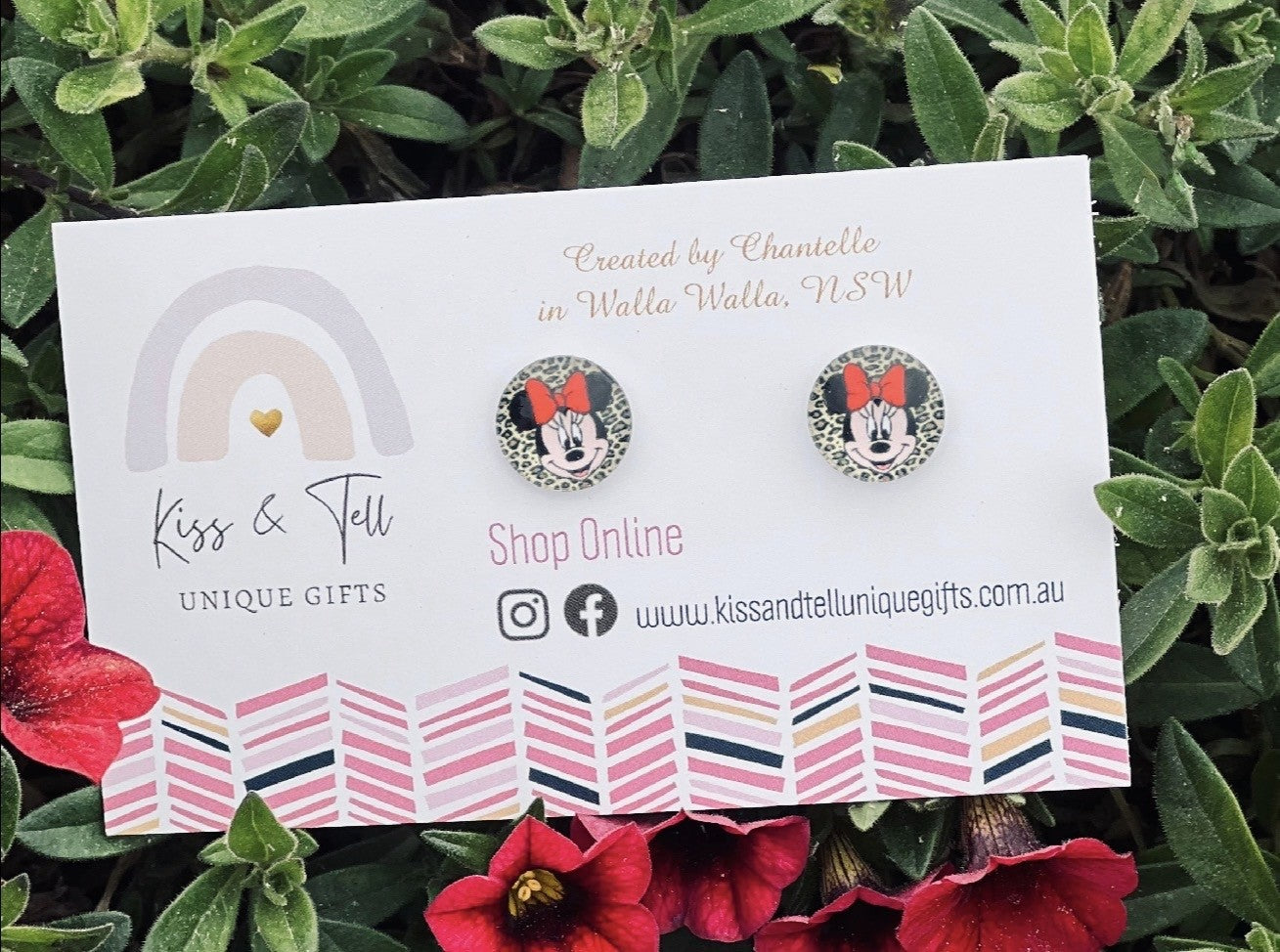 Mouse Character Glass Stud Earrings