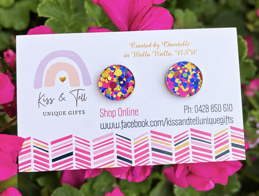 Fun Confetti Glitter Acrylic Stud Earrings