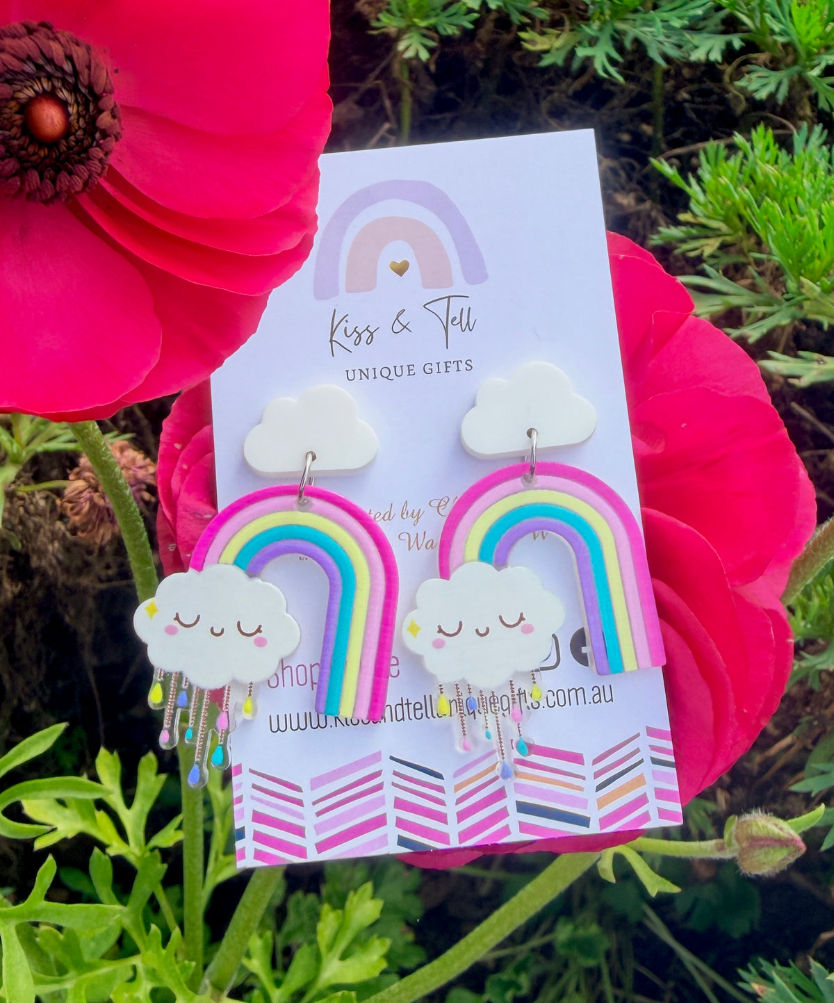 Rainbow Cloud-Drop Earrings