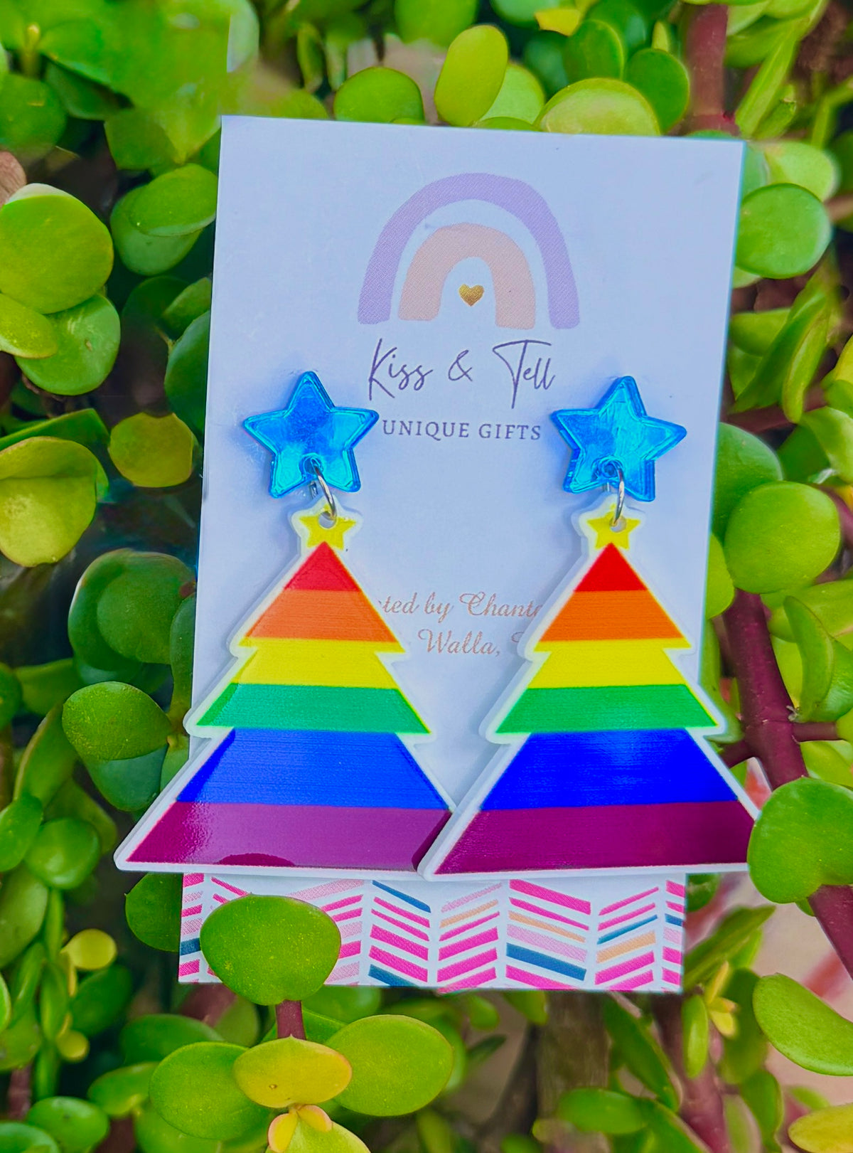 Rainbow Christmas Tree Dangle Earrings