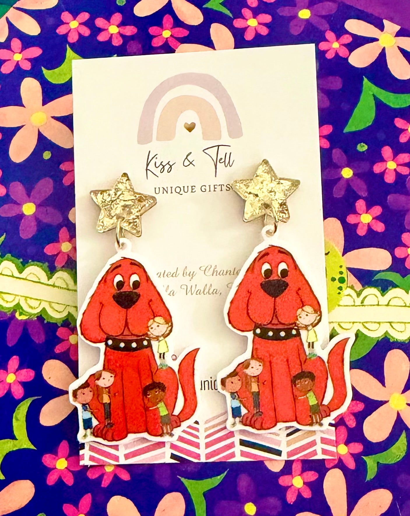 Clifford Book Dog Dangle Earrings