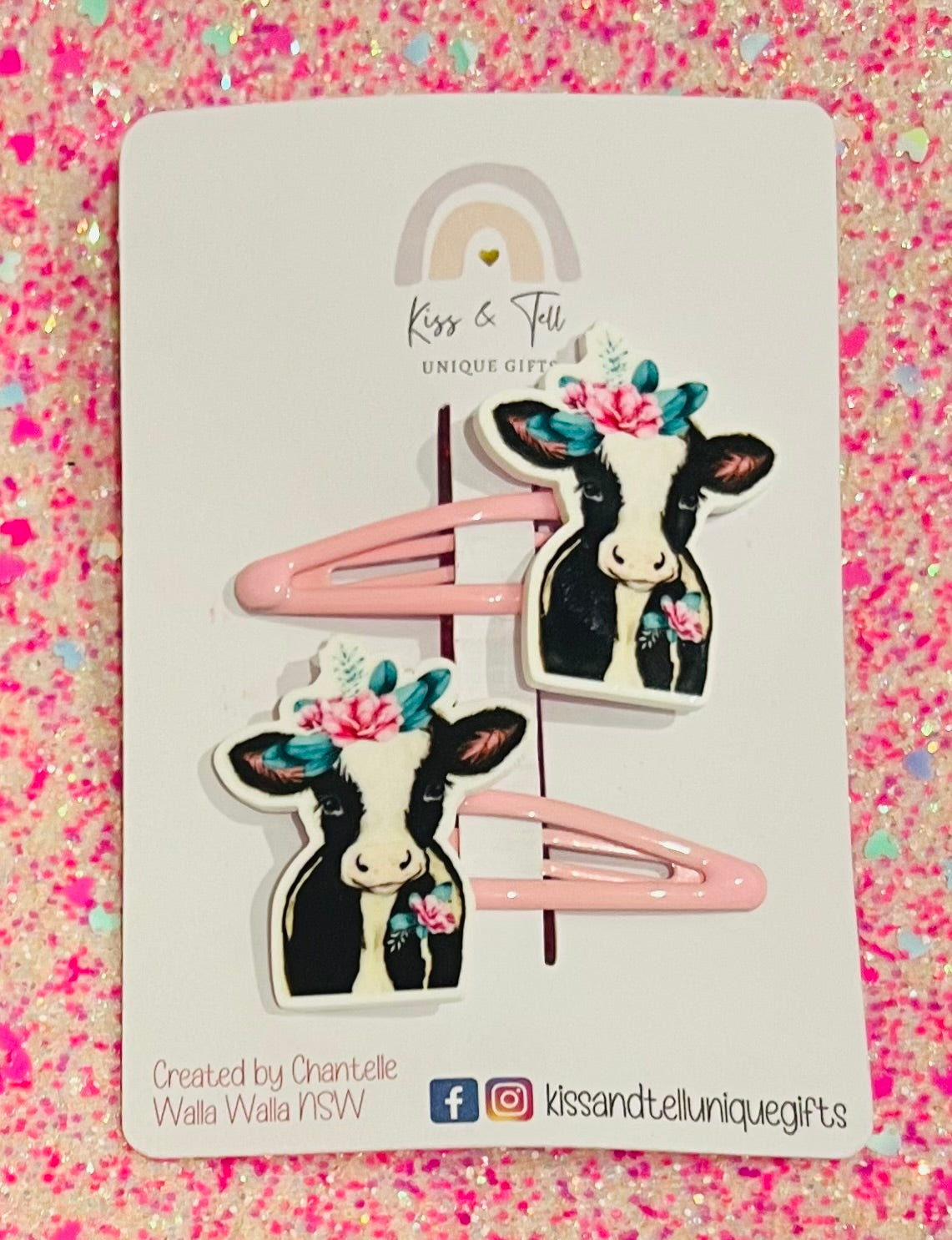 Floral Cow Hair Clip Set