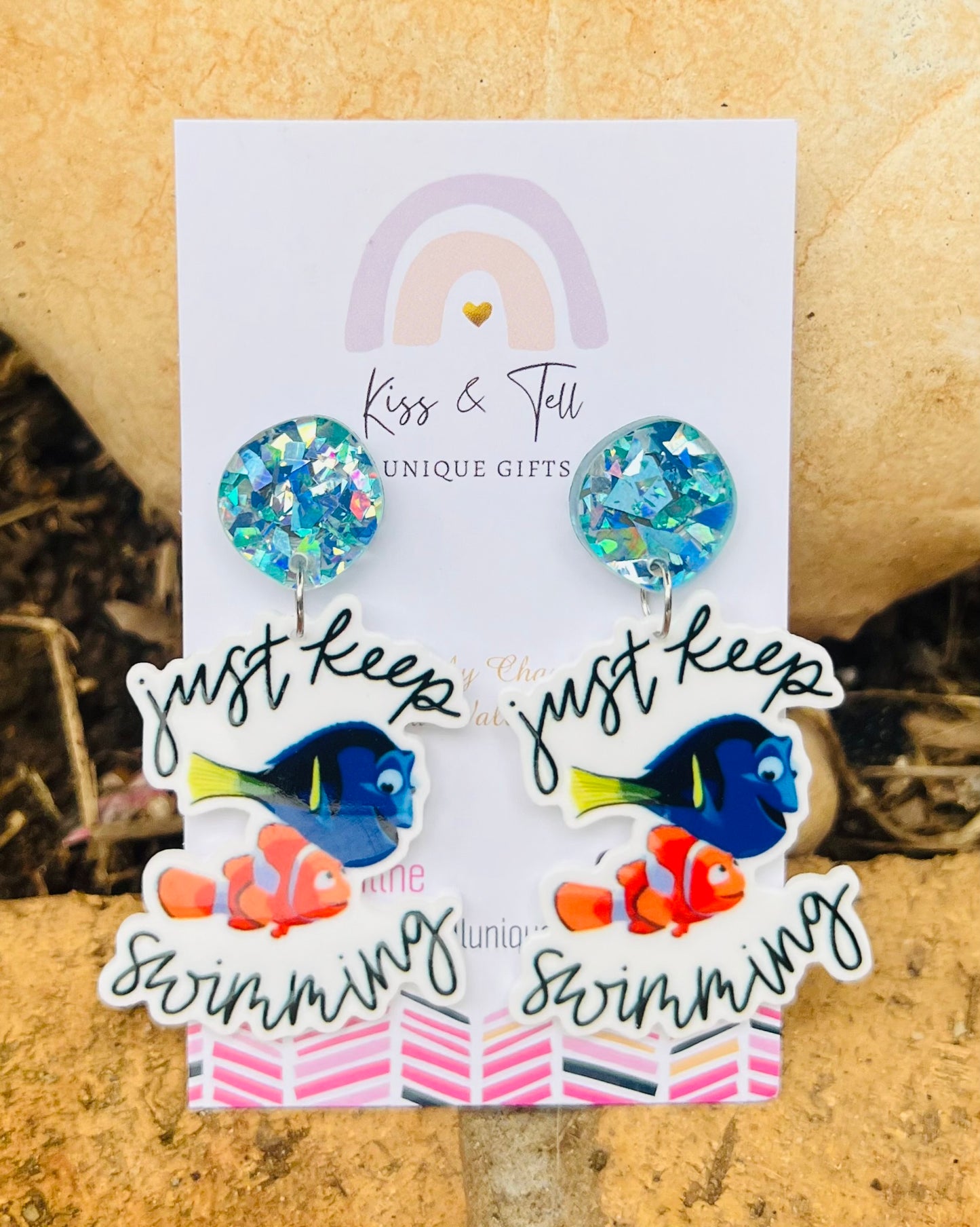 “Just Keep Swimming” Dangle Earrings