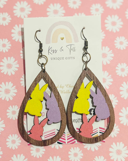 Wooden Easter Dangle Earrings
