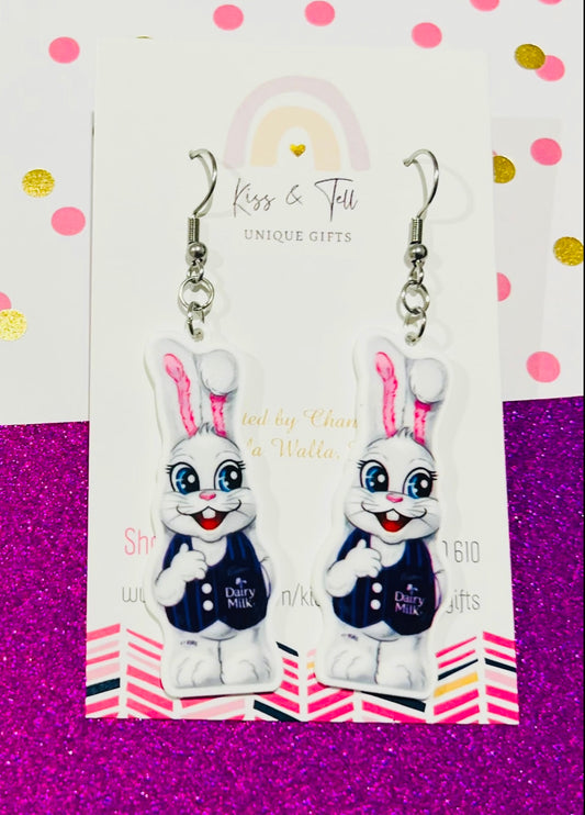 Cadbury Choc Bunny Dangle Earrings