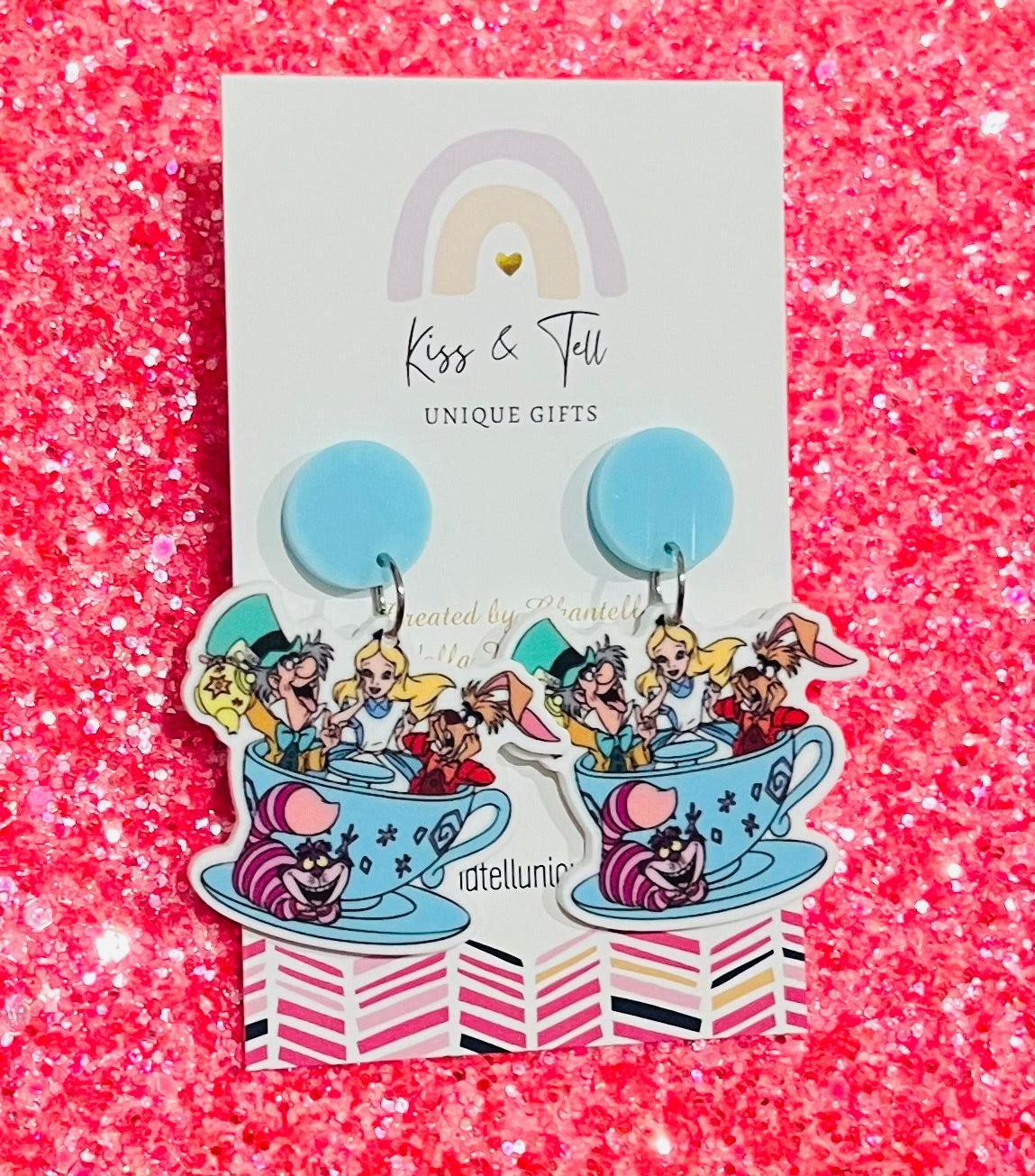 Alice in Teacup Dangle Earrings