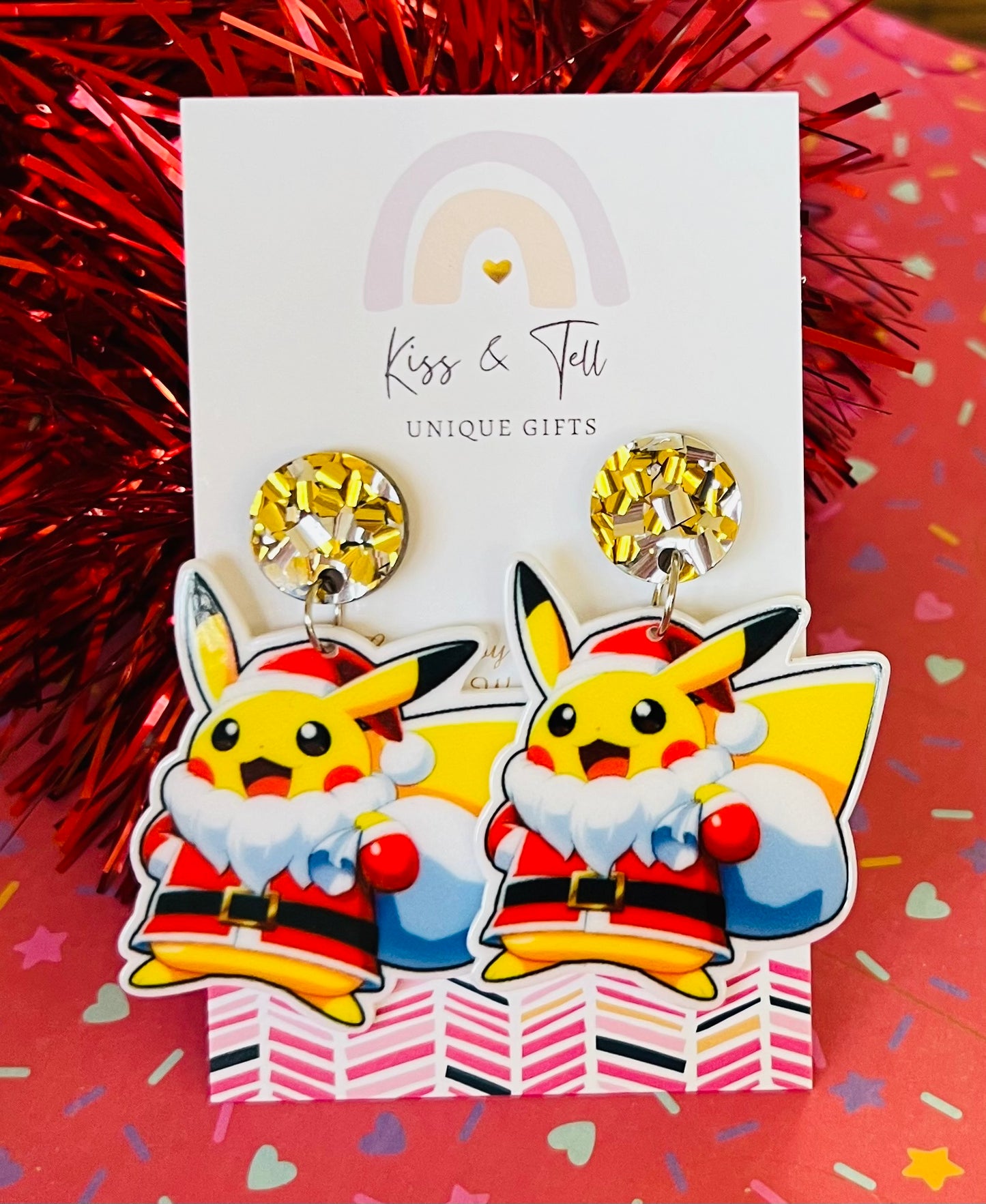 Pokemon Christmas Pikachu Dangle Earrings