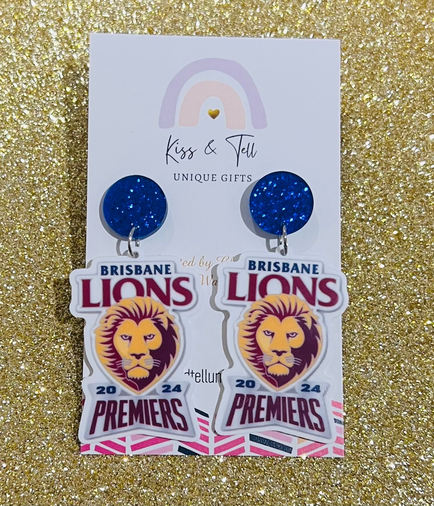 Brisbane Lions Premiers Dangle Earrings