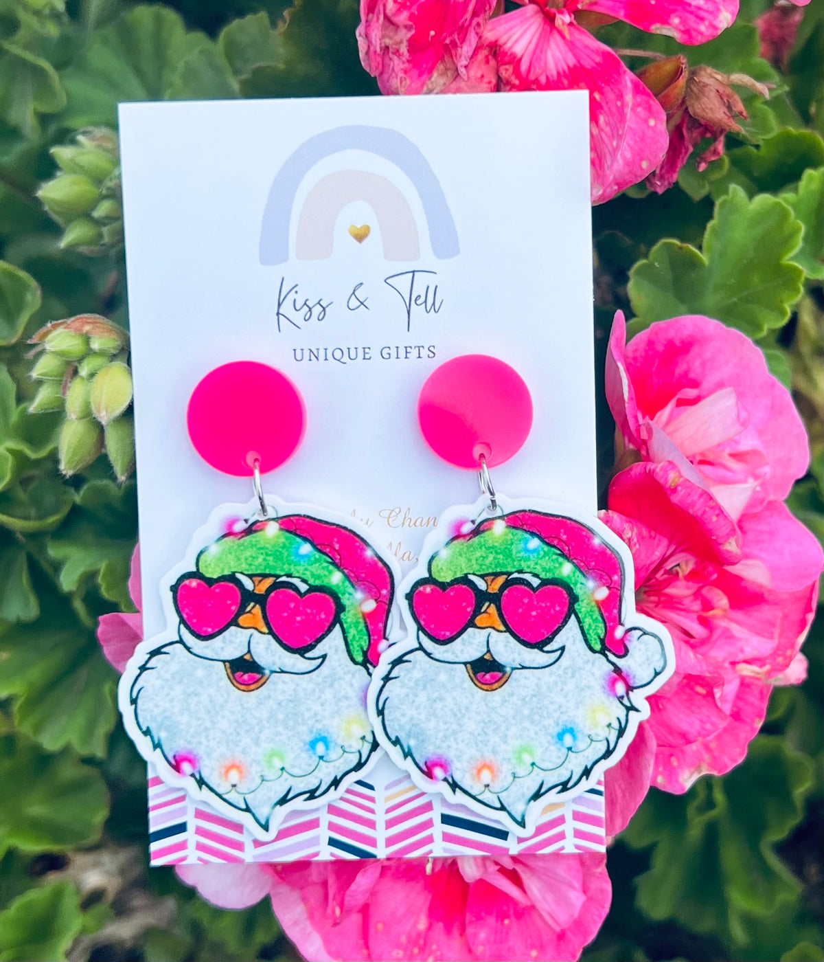 Hot Pink Santa Dangle Earrings