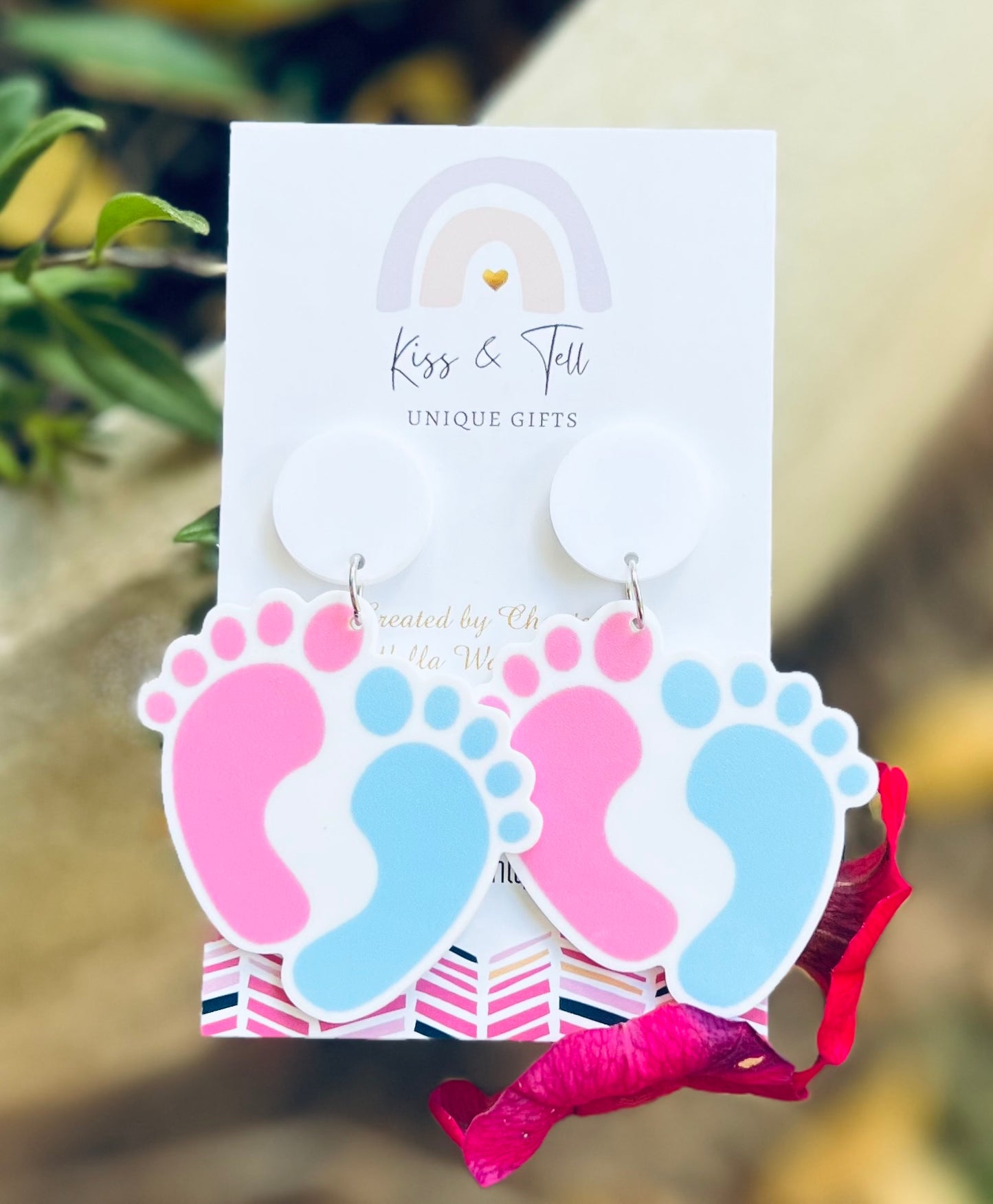 Pink & Blue Baby Feet Earrings