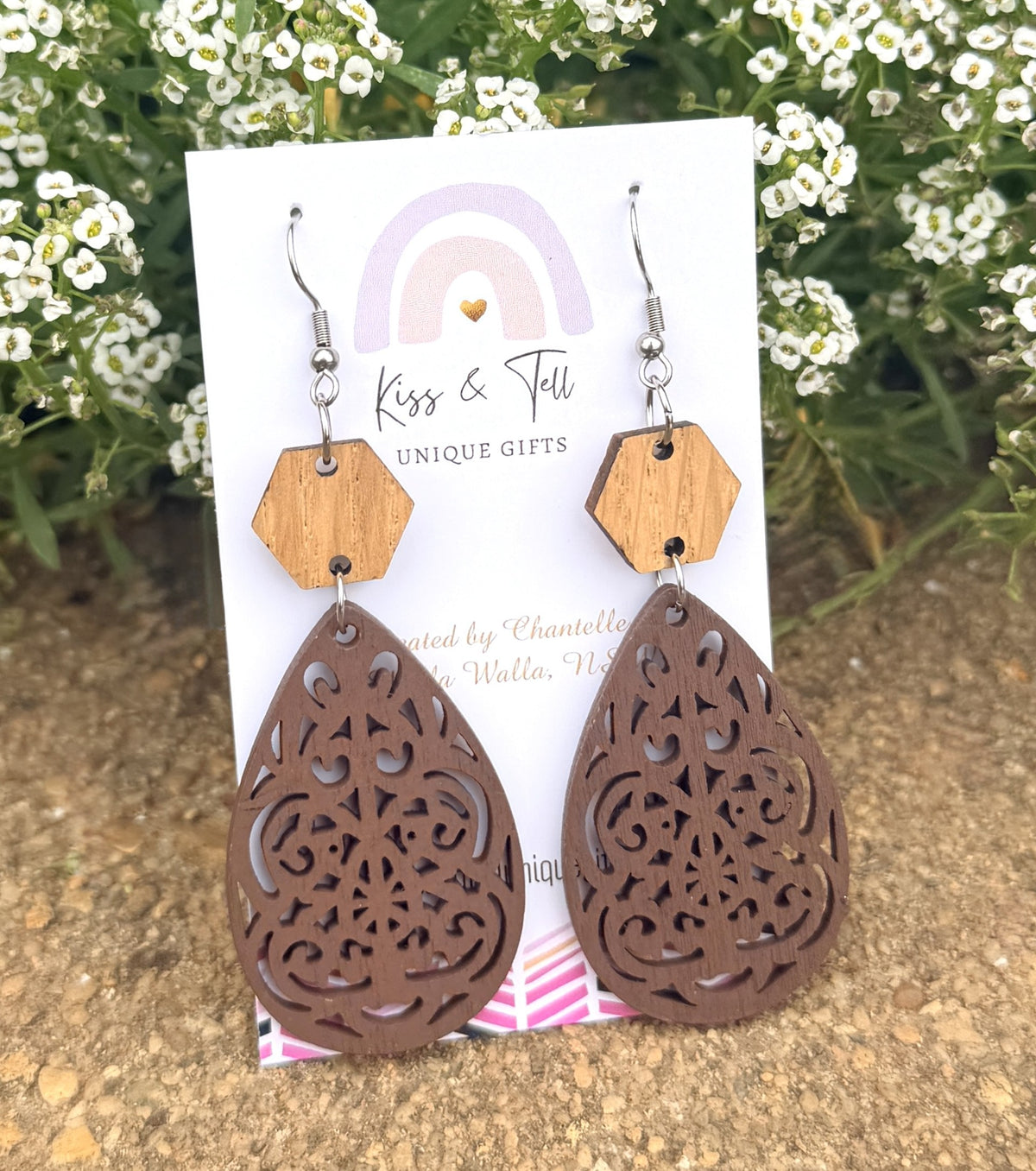 Pretty Wooden Dangle Earrings