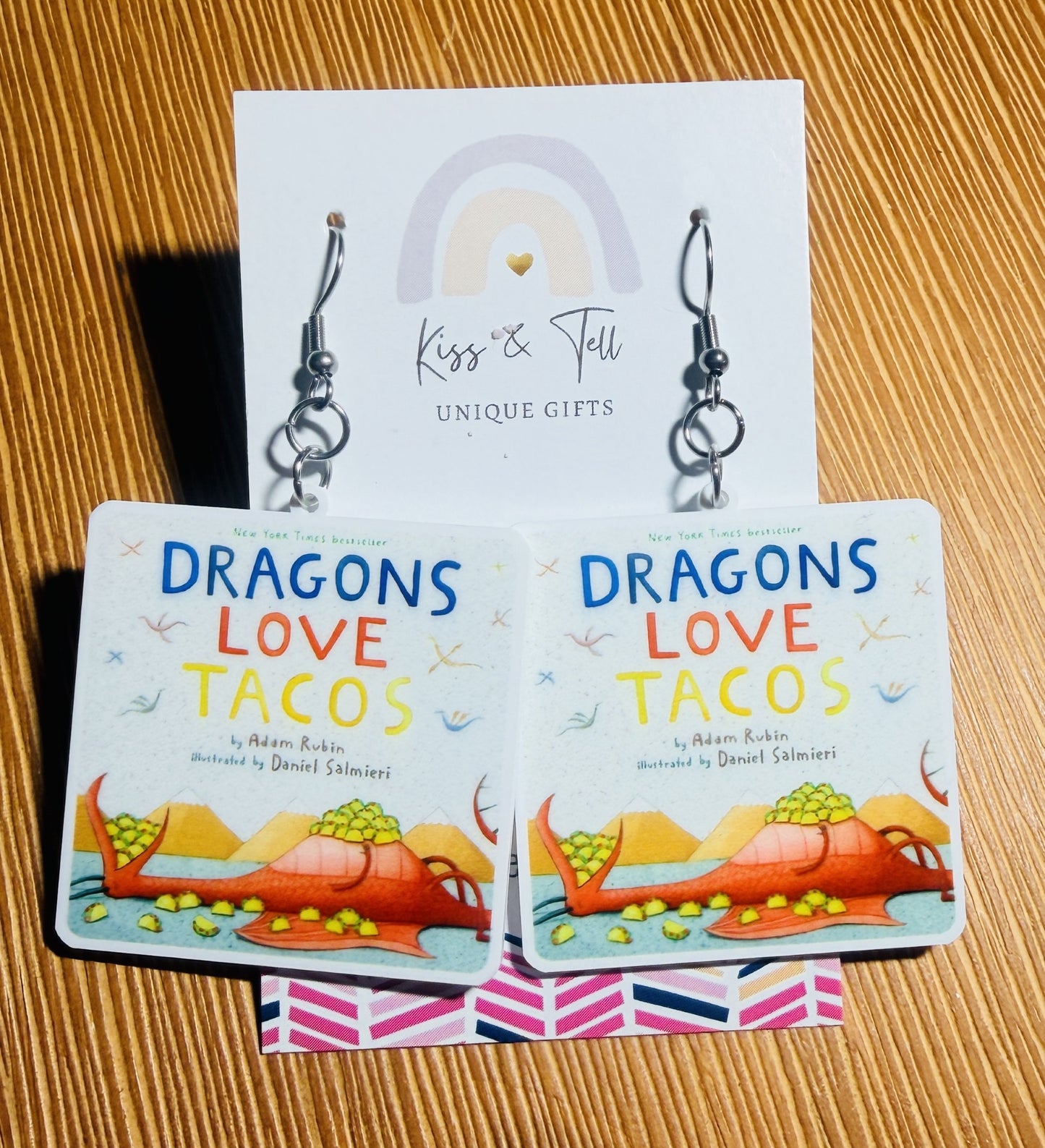 'Dragons Love Tacos' Book Dangle Earrings
