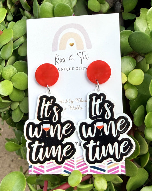 "It's Wine Time" Dangle Earrings