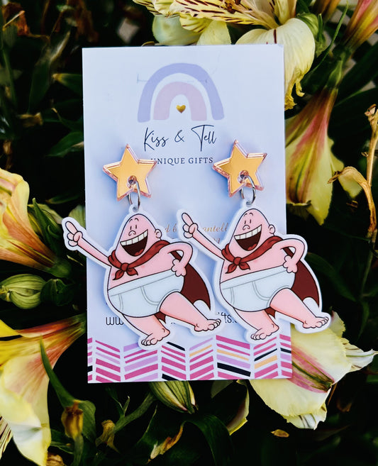 Captain Underpants Character Earrings