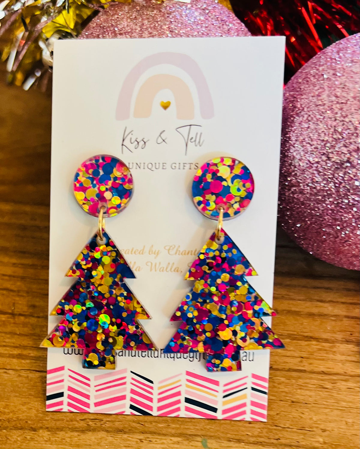 Confetti Glitter Acrylic Christmas Tree Earrings