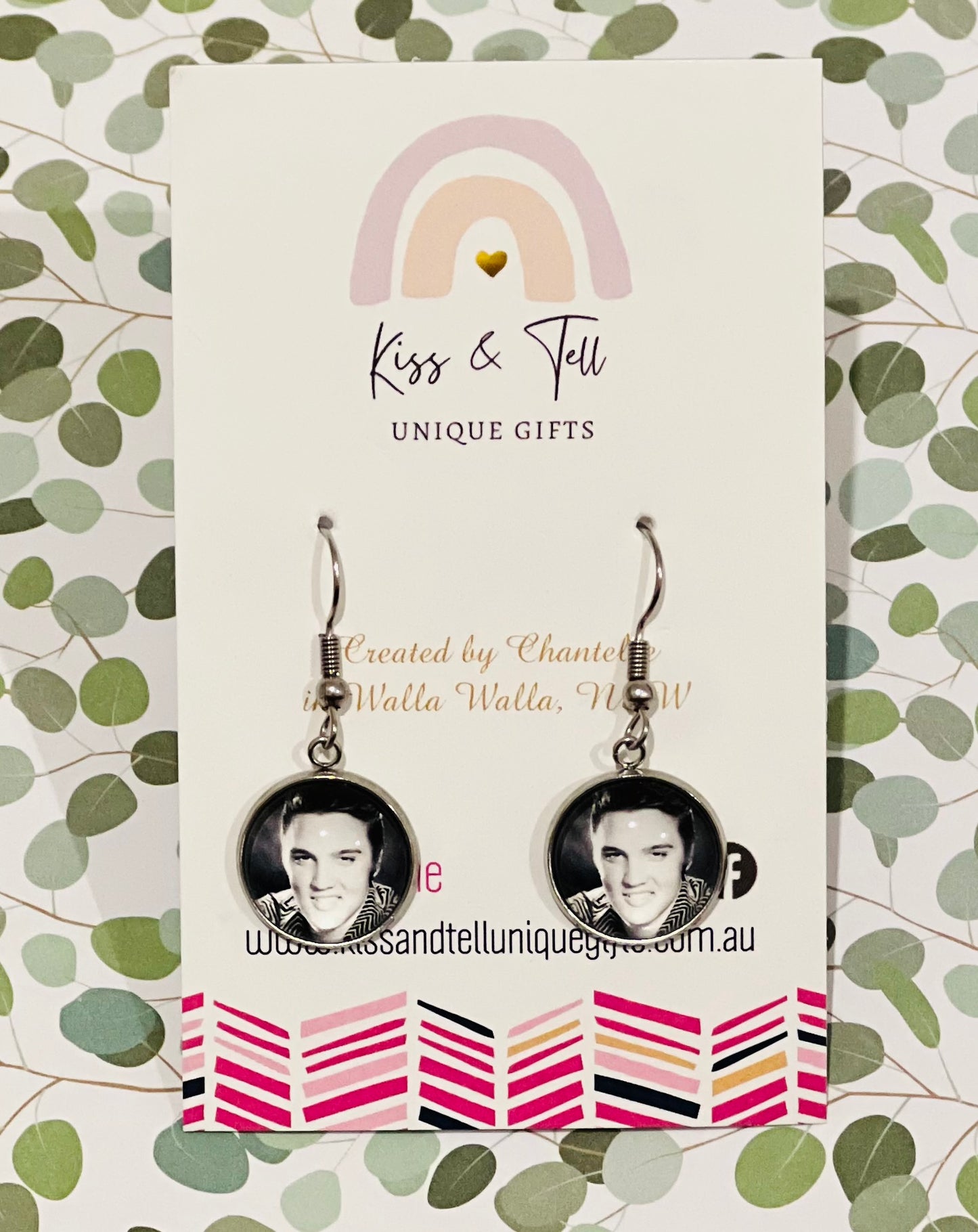 Elvis Singer Glass Earrings