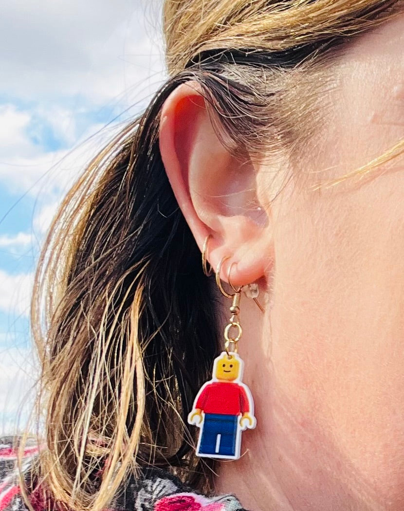 Lego Man (Flat) Dangle Earrings