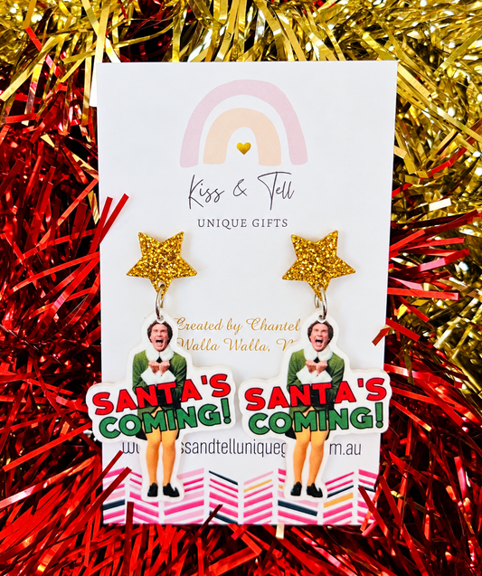 “Santa’s Coming!”  Buddy Elf Dangle Earrings