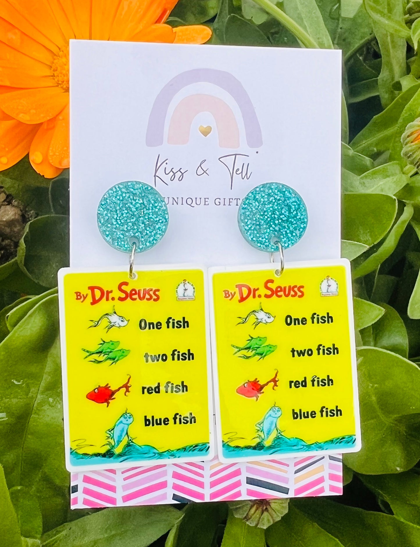 Seuss Fish Book Dangle Earrings