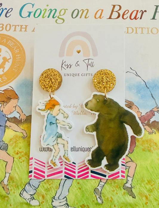 Bear Hunt Book Dangle Earrings